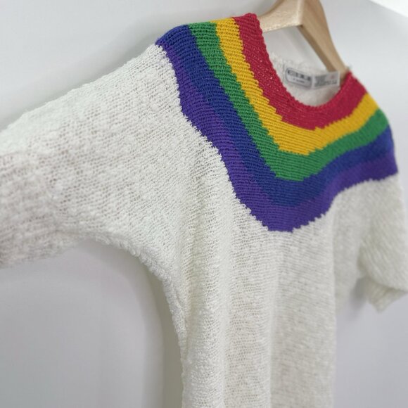 Vtg Western Connection Women’s Pride Rainbow Chunky Knit Dolman Slv Sweater Sz S - Picture 5 of 7